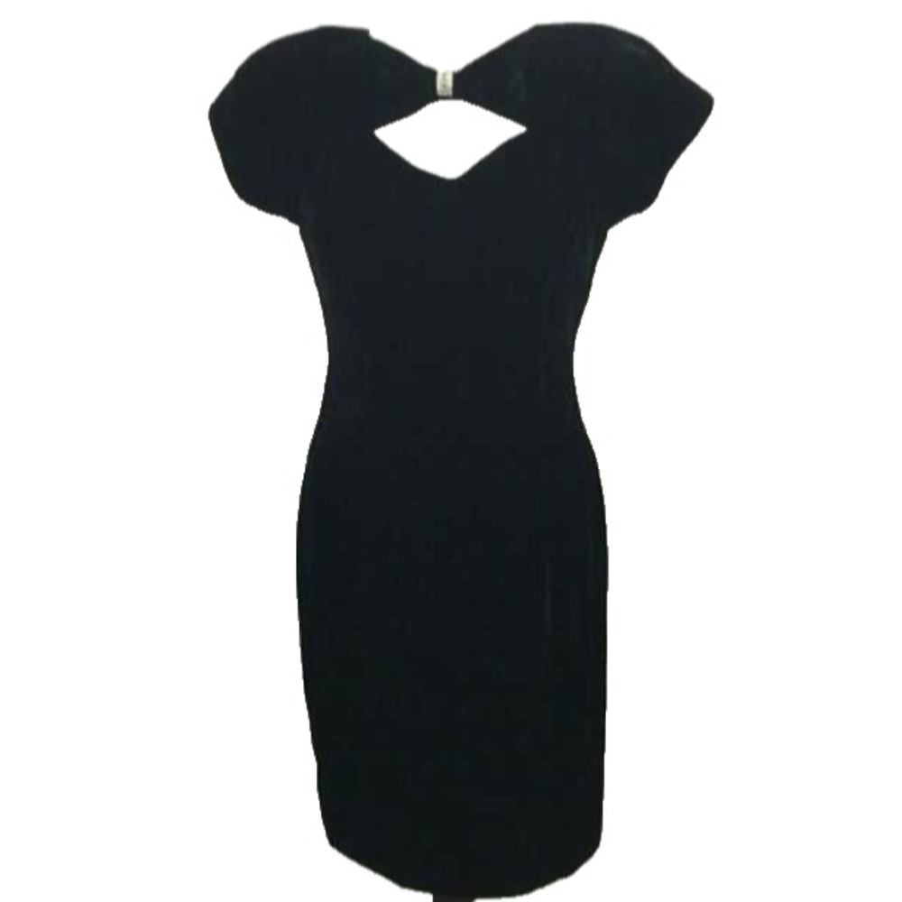 Jessica Howard Vintage Y2K Grunge Retro Black Velvet Cocktail Dress